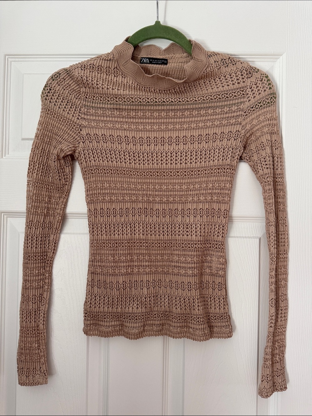 Zara Taupe Openwork Stretch Top